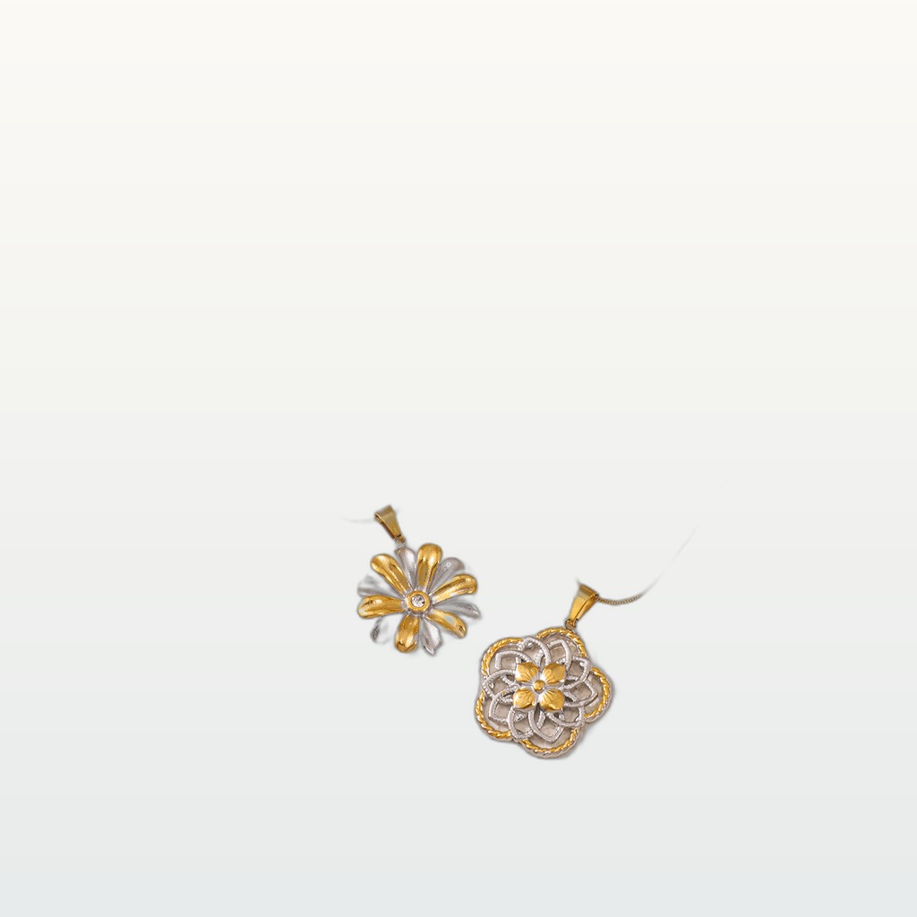Two-Tone Flower Pendant Necklace