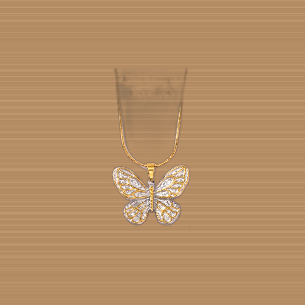 Stainless Steel Double-color Butterfly-shaped Pendant Necklace