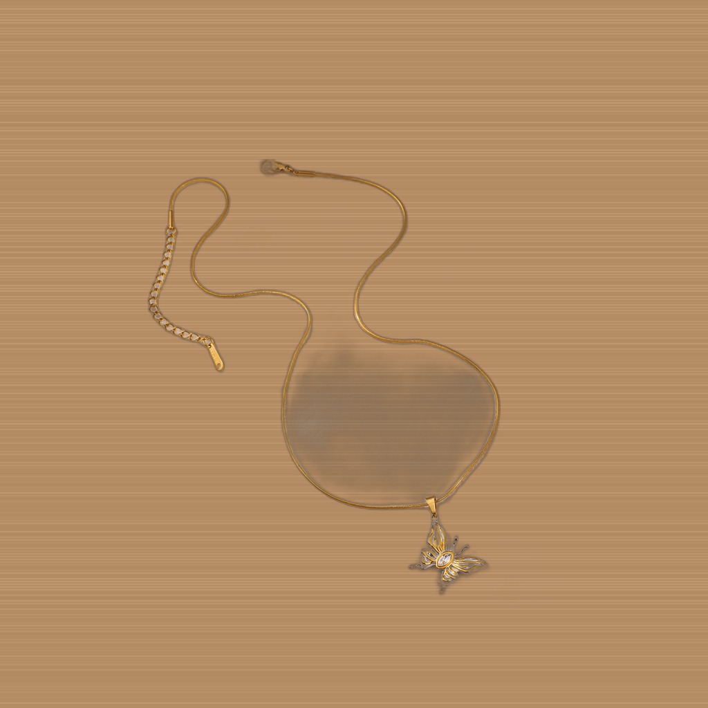 Stainless Steel Double-color Butterfly-shaped Pendant Necklace