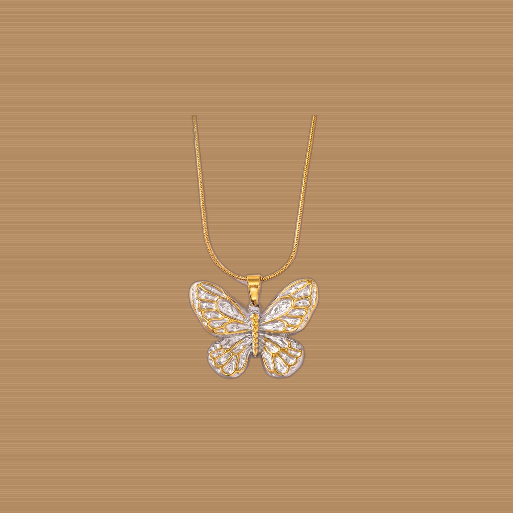 Stainless Steel Double-color Butterfly-shaped Pendant Necklace