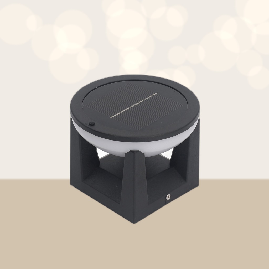 Solar Post Light Outdoor Column Pillar Lamp Y140 Round