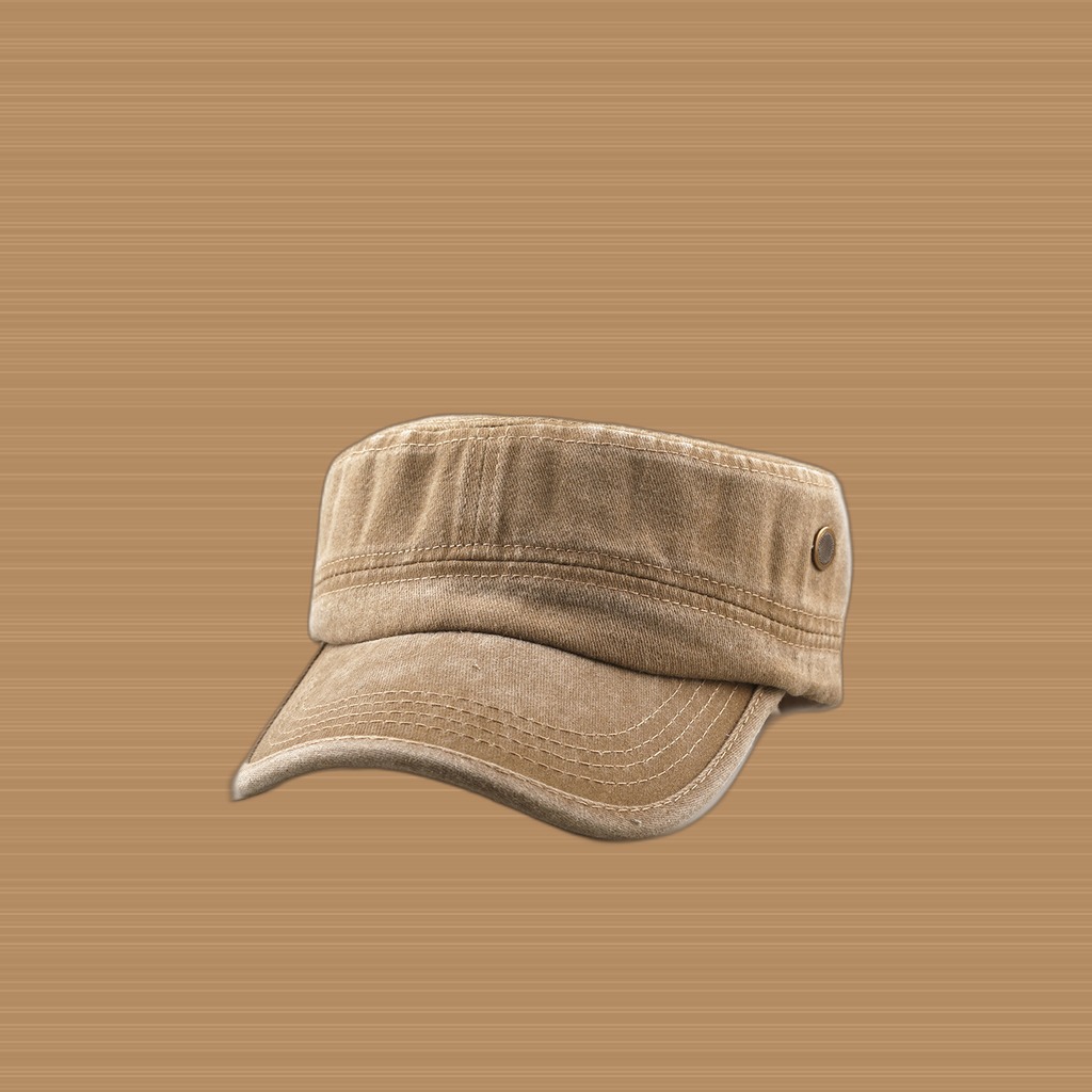 Summer Men's Solid-color Washed Vintage Flat-top Hat,