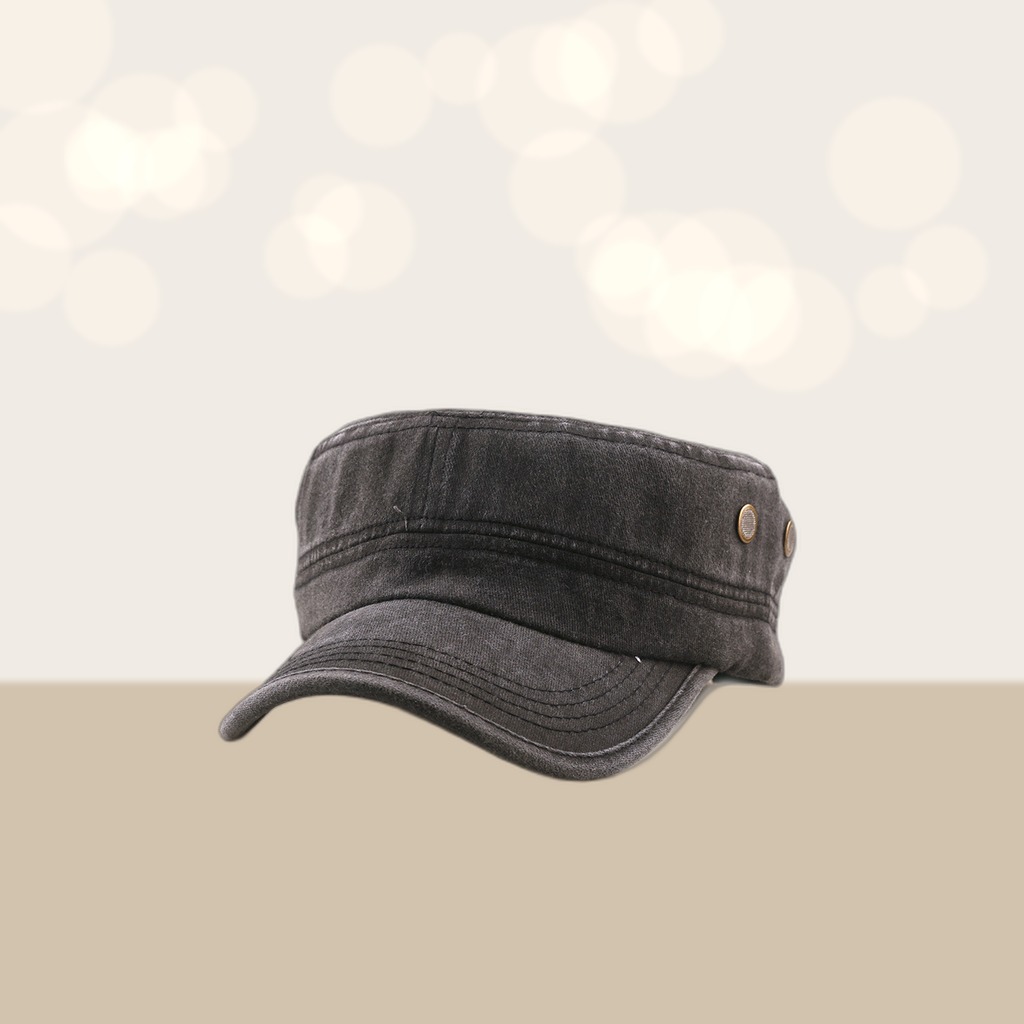 Summer Men's Solid-color Washed Vintage Flat-top Hat