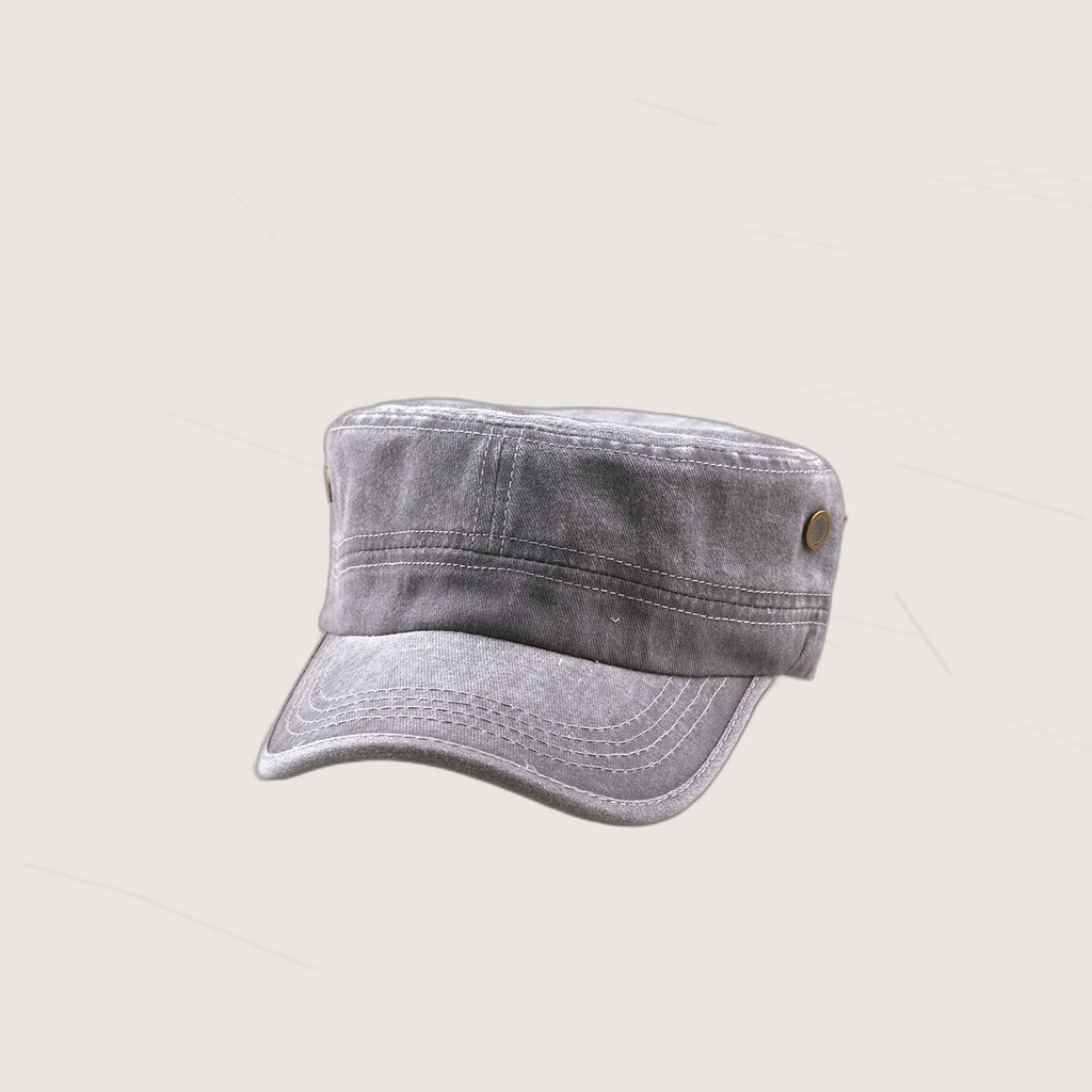 Summer Men's Solid-color Washed Vintage Flat-top Hat