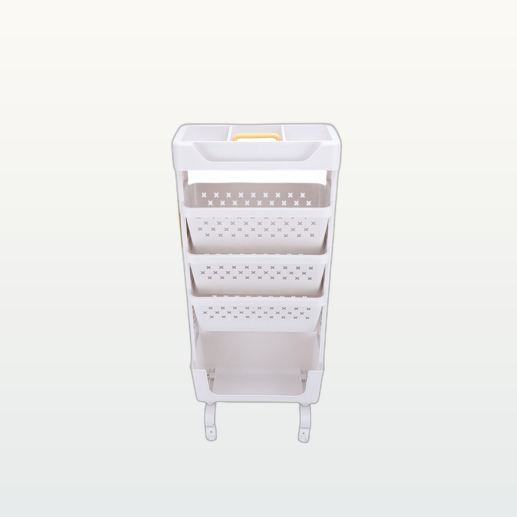 Rolling Book Cart 5 Tier PP Multi Functional Movable Storage