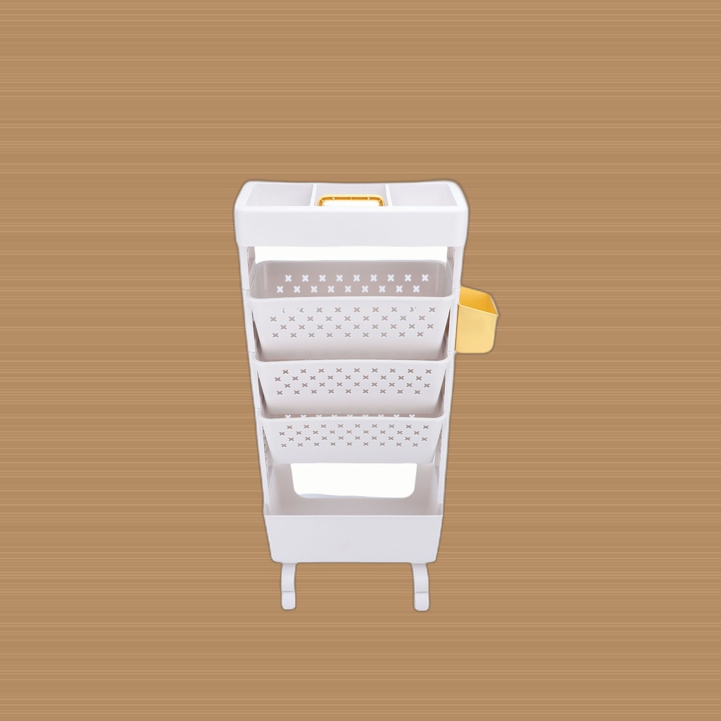 Rolling Book Cart 5 Tier PP Multi Functional Movable Storage
