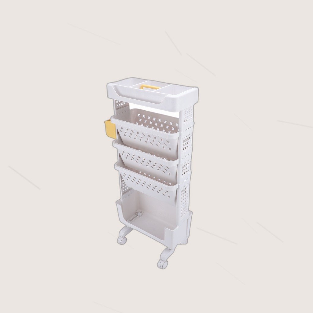 Rolling Book Cart 5 Tier PP Multi Functional Movable Storage