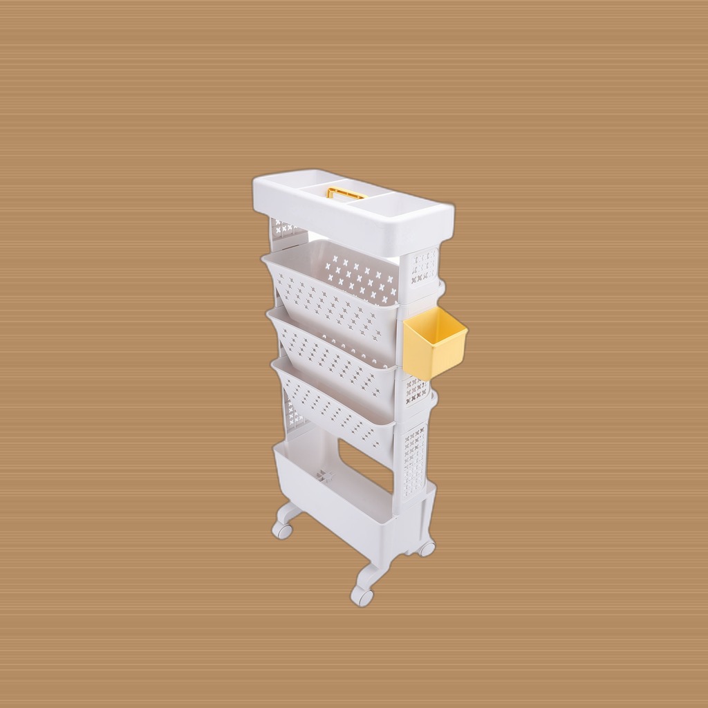 Rolling Book Cart 5 Tier PP Multi Functional Movable Storage