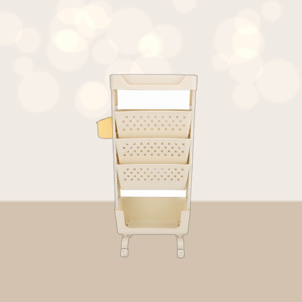 Rolling Book Cart 5 Tier PP Multi Functional Movable Storage