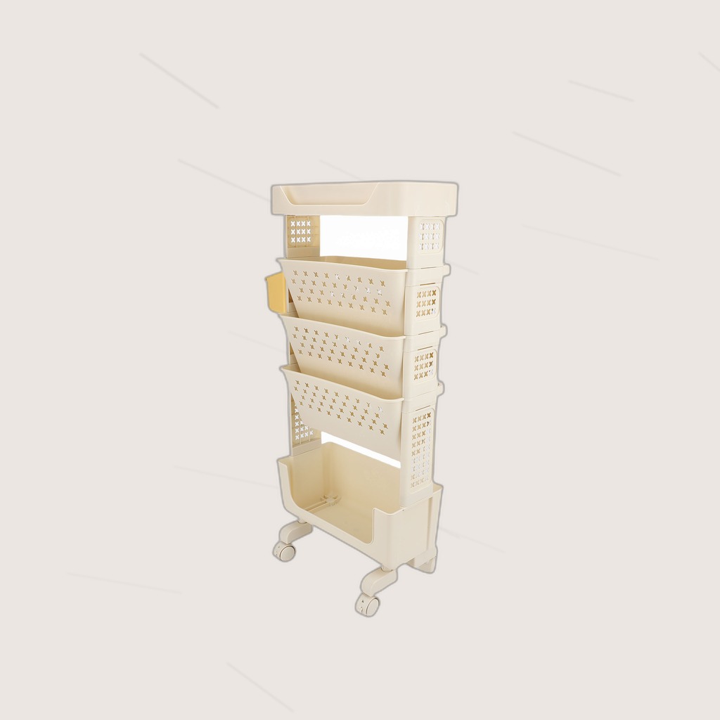 Rolling Book Cart 5 Tier PP Multi Functional Movable Storage