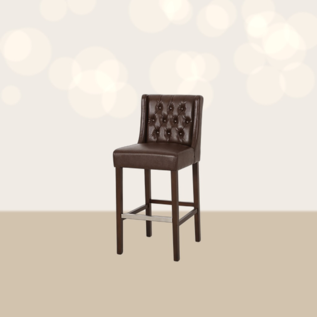 Upholstered Bar Stool (Dark Brown)