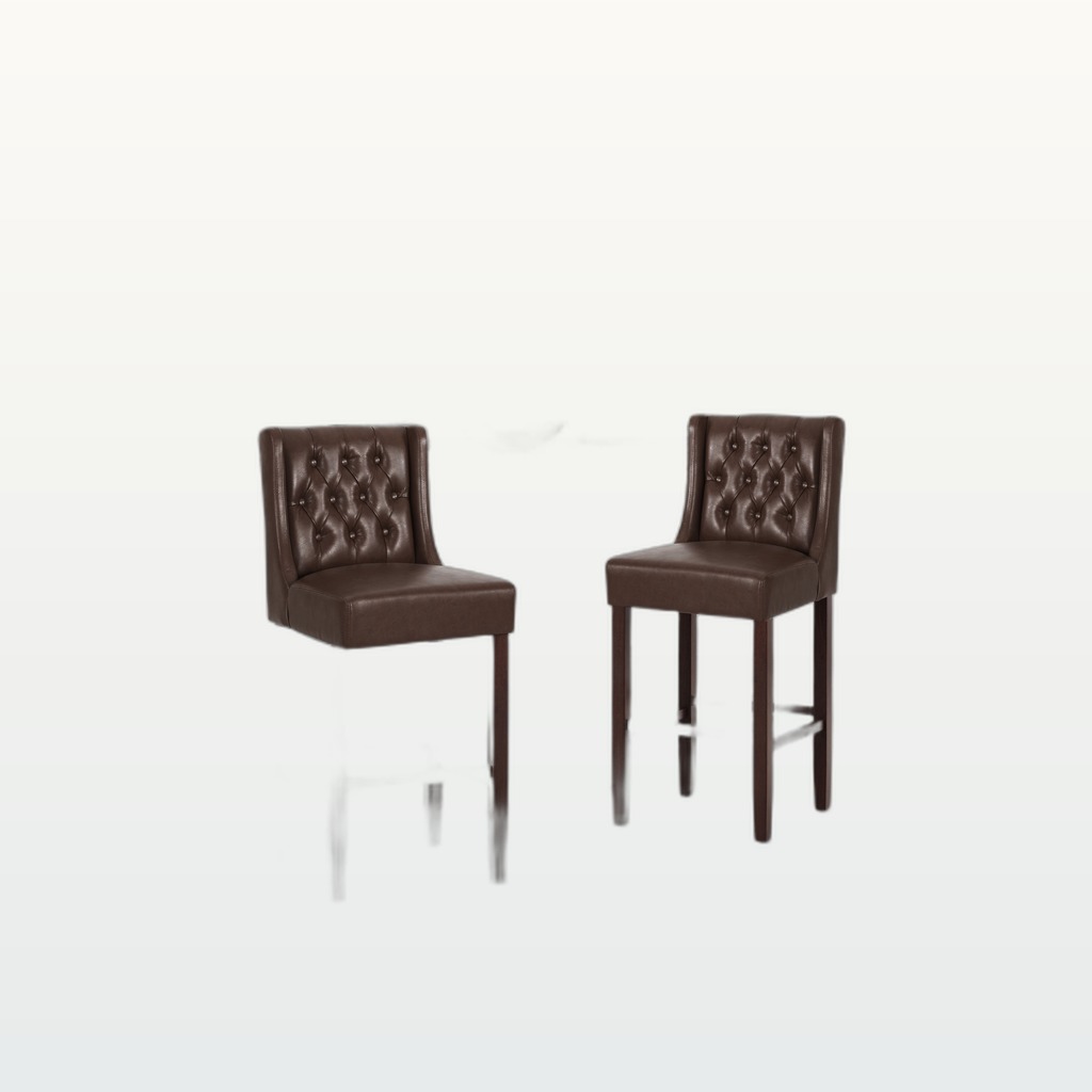 Upholstered Bar Stool (Dark Brown)