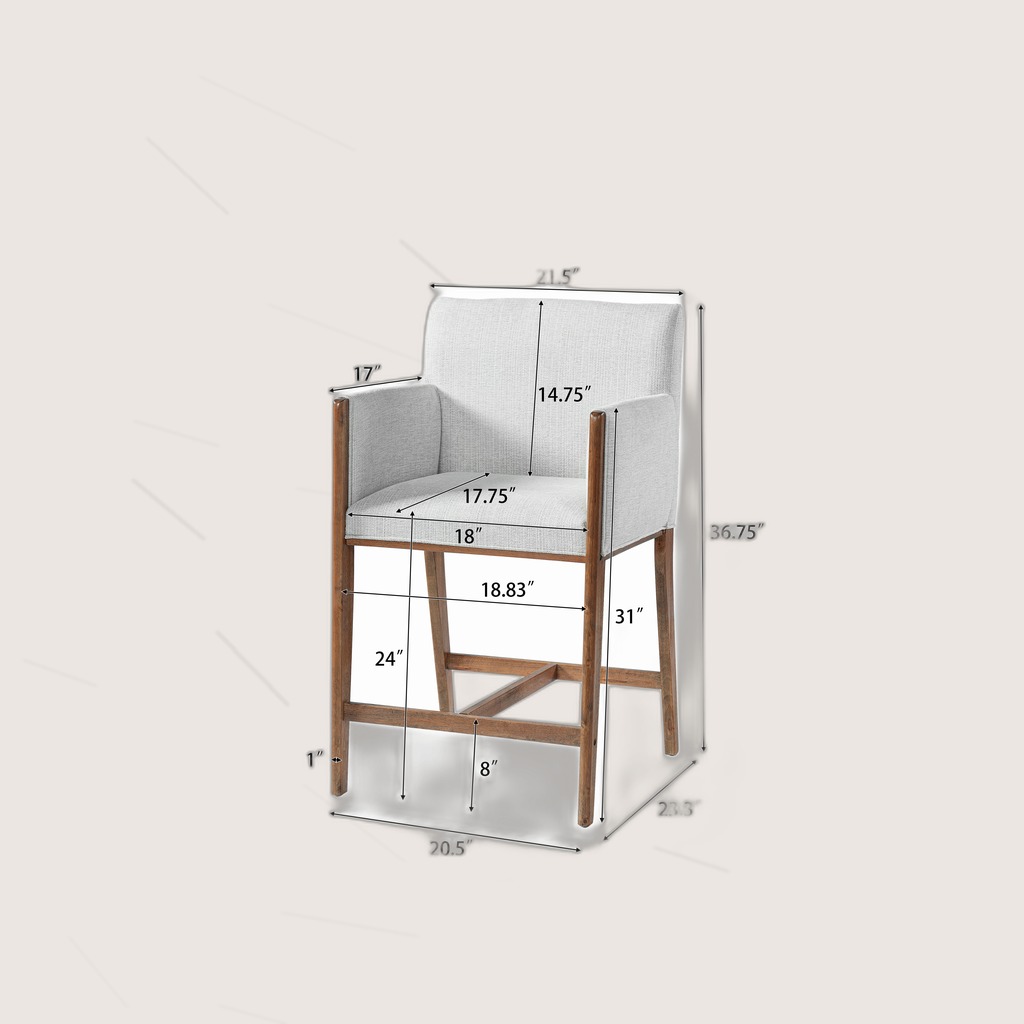 24 Seat Height Upholstered Counter Stools With Arms For