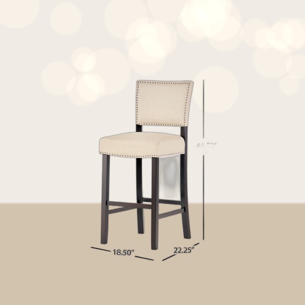 Barstools With Rivet Decoration Set Of 2 , Wood Frame,fabric