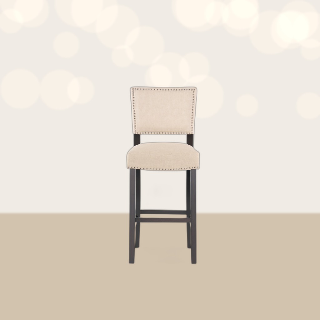 Barstools With Rivet Decoration Set Of 2 , Wood Frame,fabric
