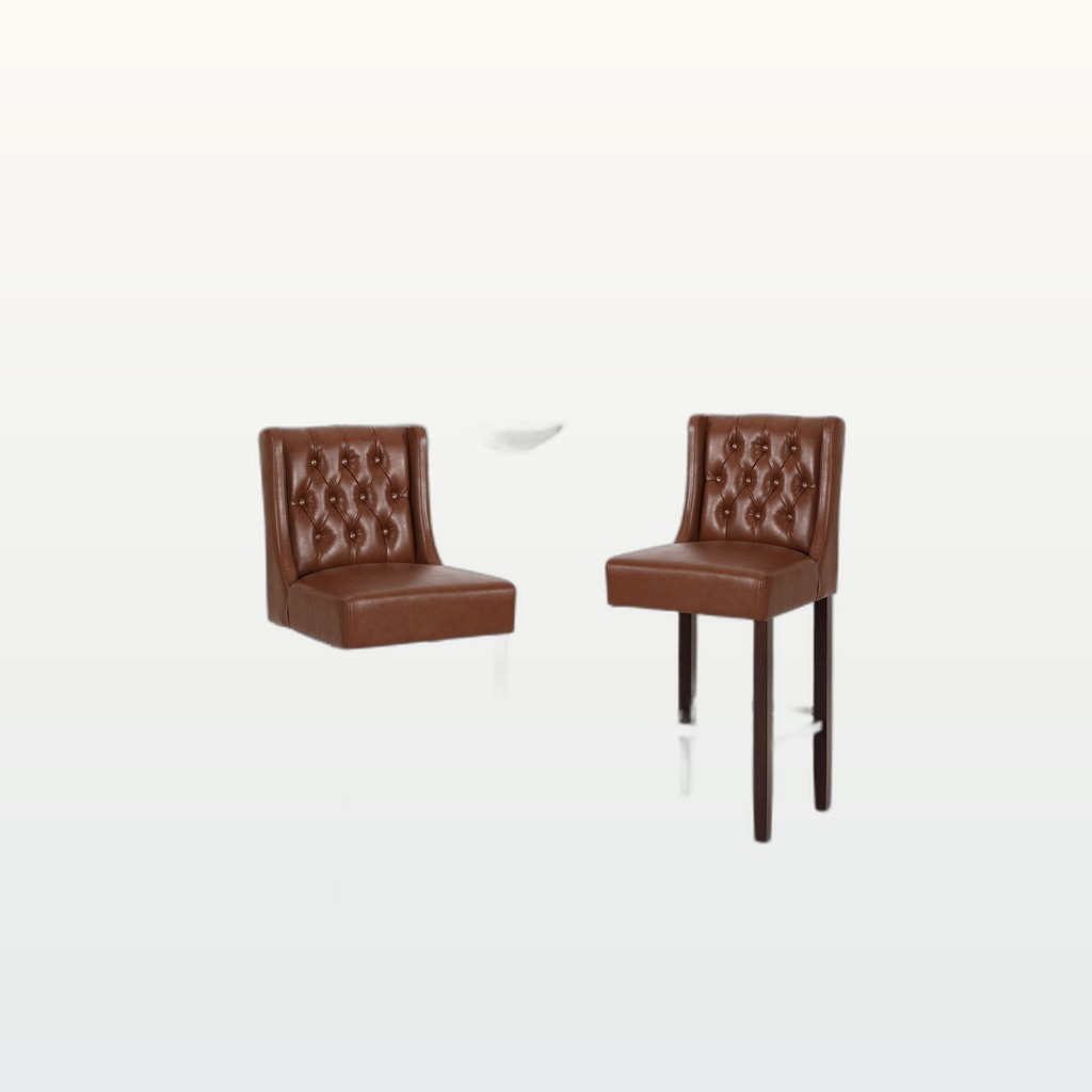 30.5 Inch Seat Height Bar Stool, Light Brown PU Upholstery