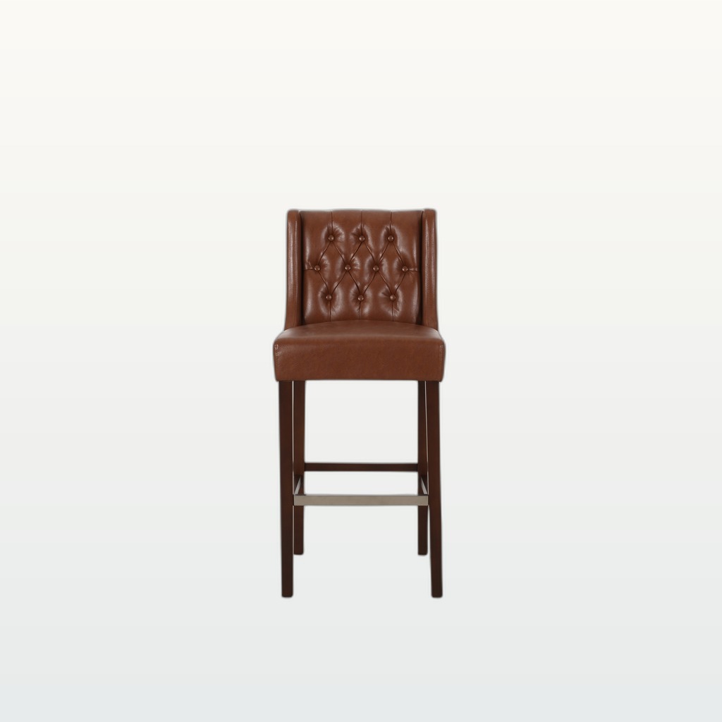 30.5 Inch Seat Height Bar Stool, Light Brown PU Upholstery