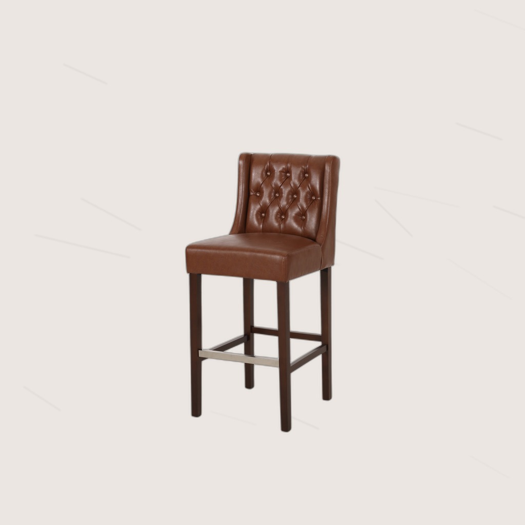 30.5 Inch Seat Height Bar Stool, Light Brown PU Upholstery