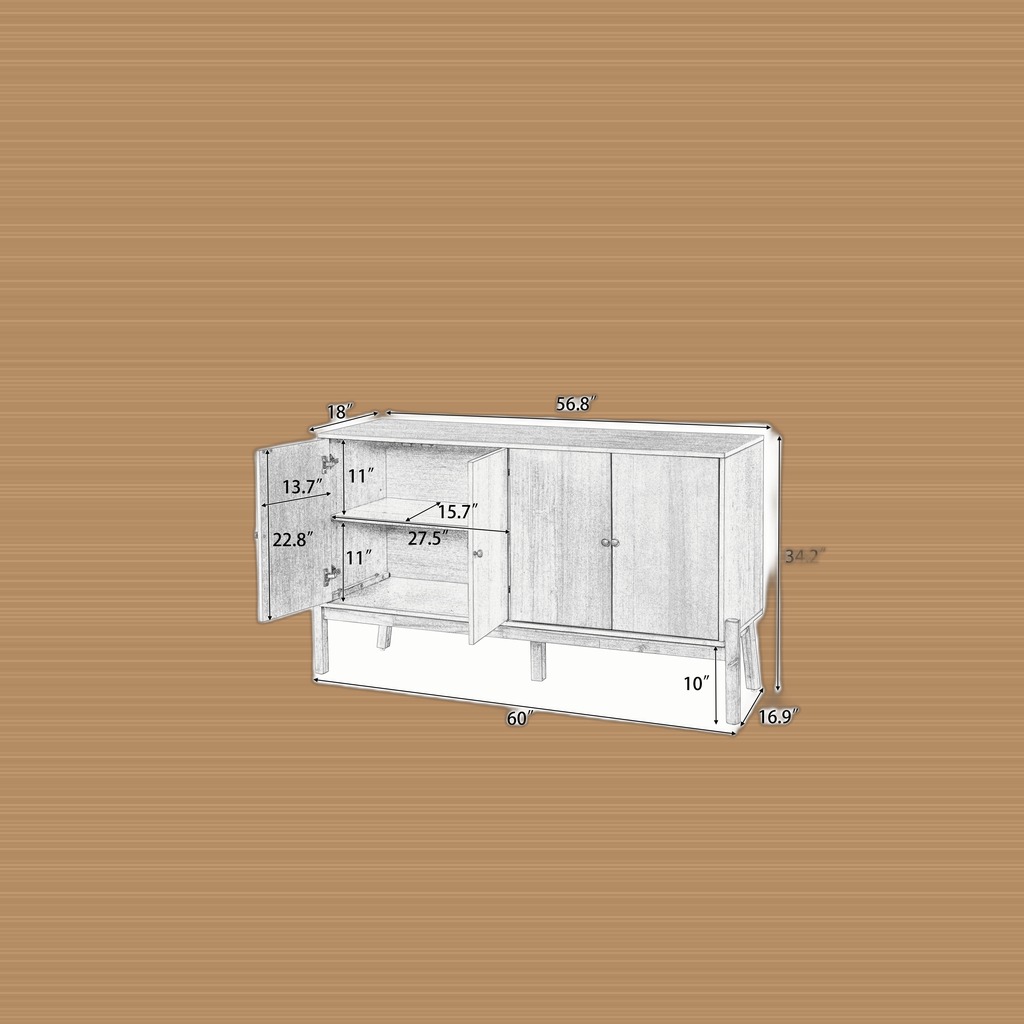 4-Door Sideboard Buffet Cabinet