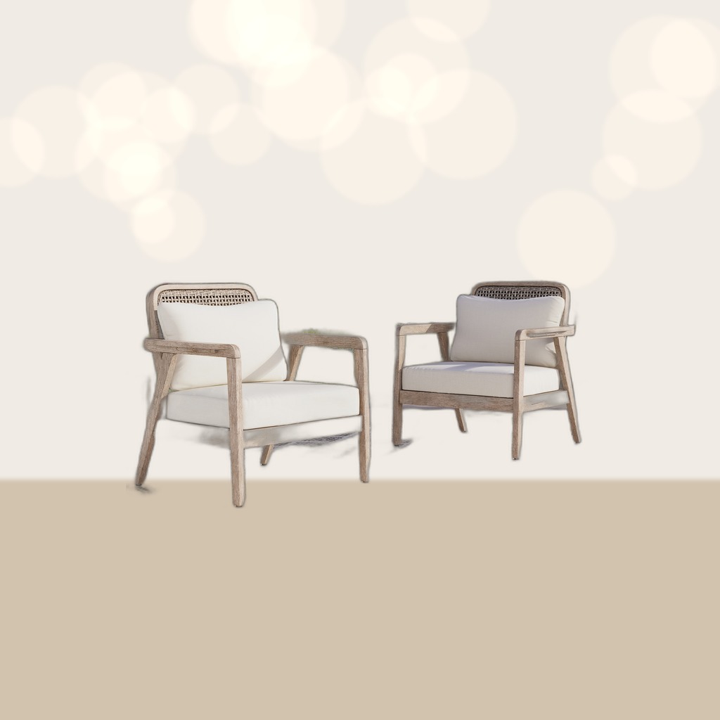 Acacia Wood Patio Club Chairs, Set of 2