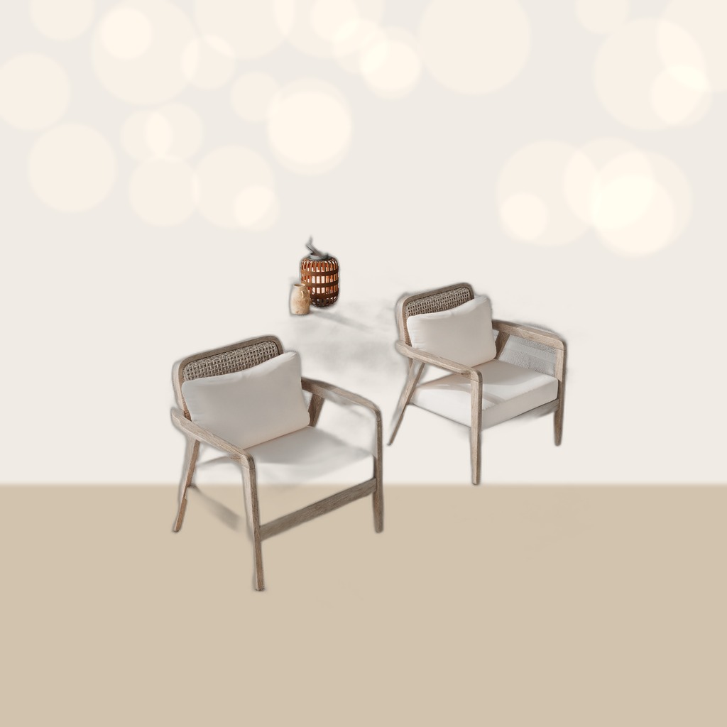 Acacia Wood Patio Club Chairs, Set of 2