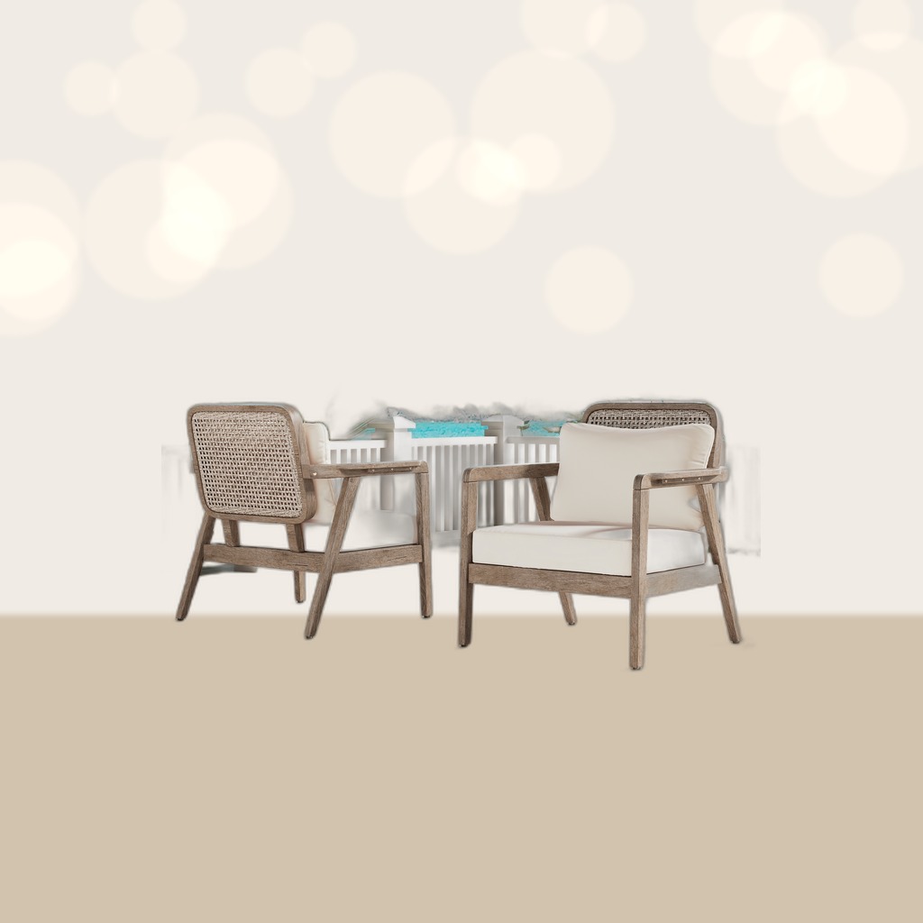 Acacia Wood Patio Club Chairs, Set of 2