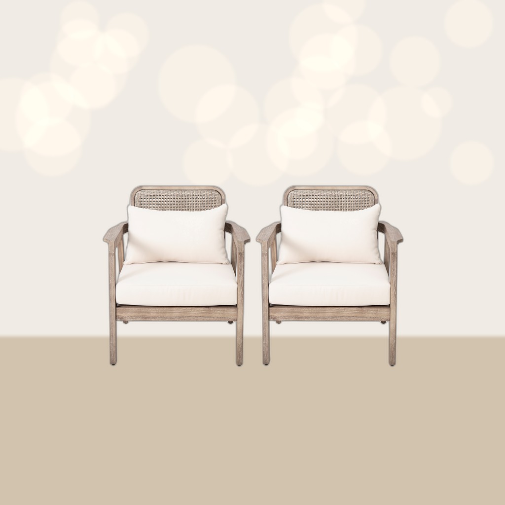 Acacia Wood Patio Club Chairs, Set of 2