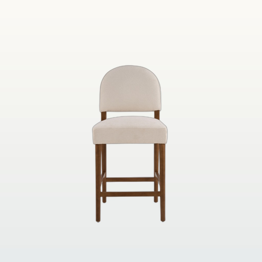 26 Seat Height Fabric & Rubberwood Bar Stool, Beige
