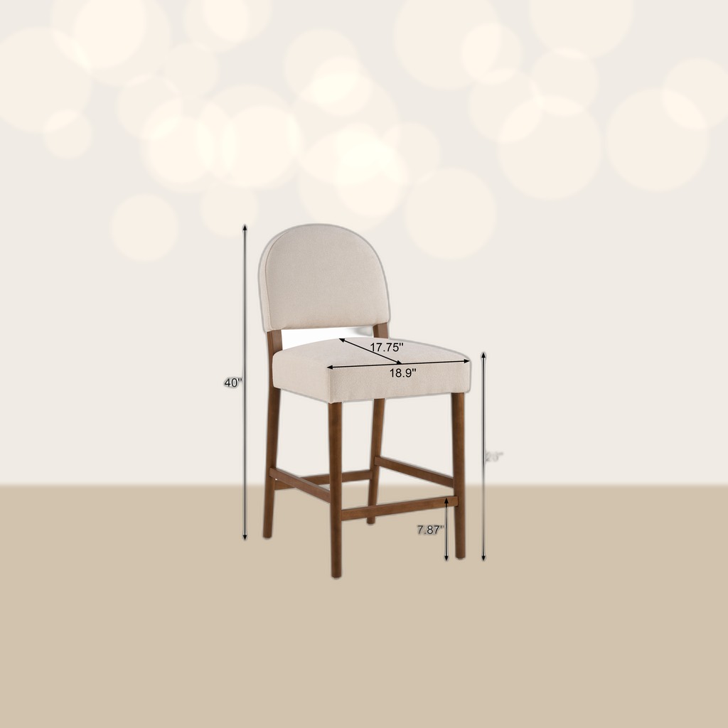 26 Seat Height Fabric & Rubberwood Bar Stool, Beige