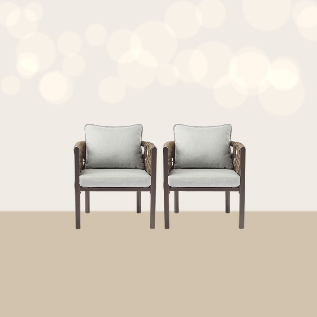 Metal Patio Club Chairs, Set of 2