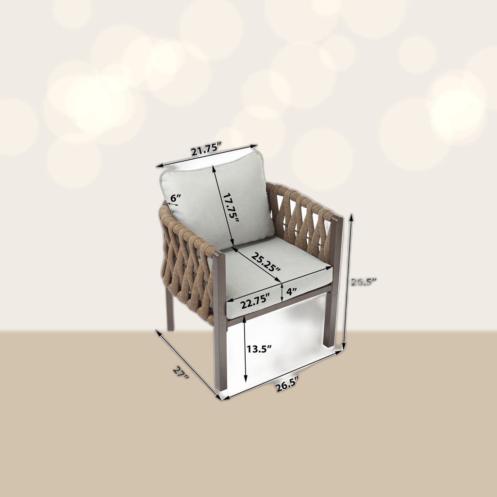 Metal Patio Club Chairs, Set of 2