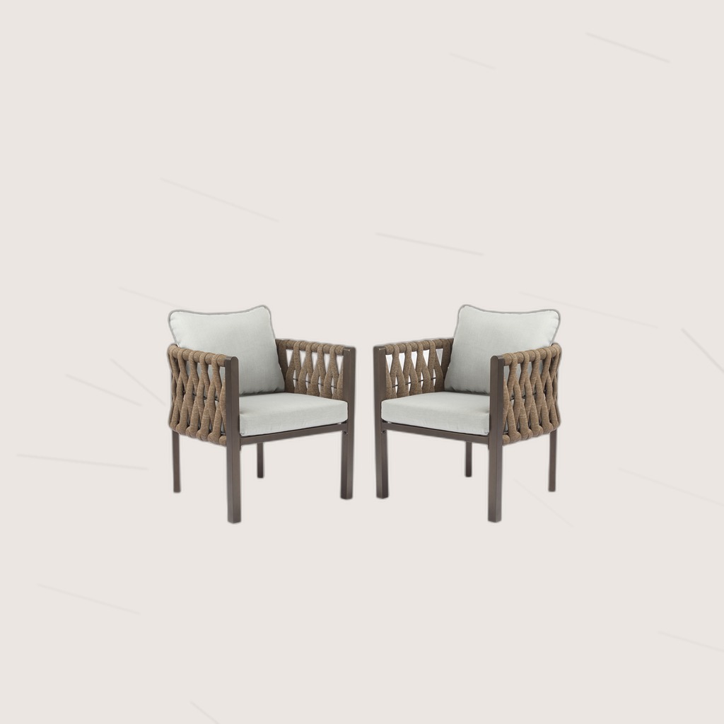 Metal Patio Club Chairs, Set of 2