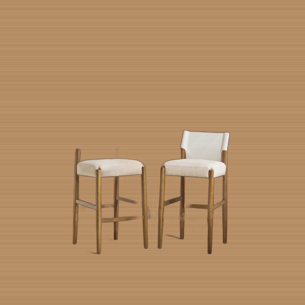 28.5, Modern Solid Wood Bar Stool With Polyester Cushion