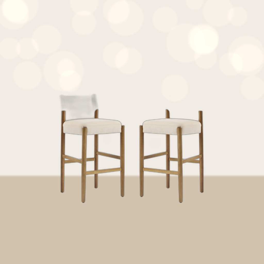 28.5, Modern Solid Wood Bar Stool With Polyester Cushion