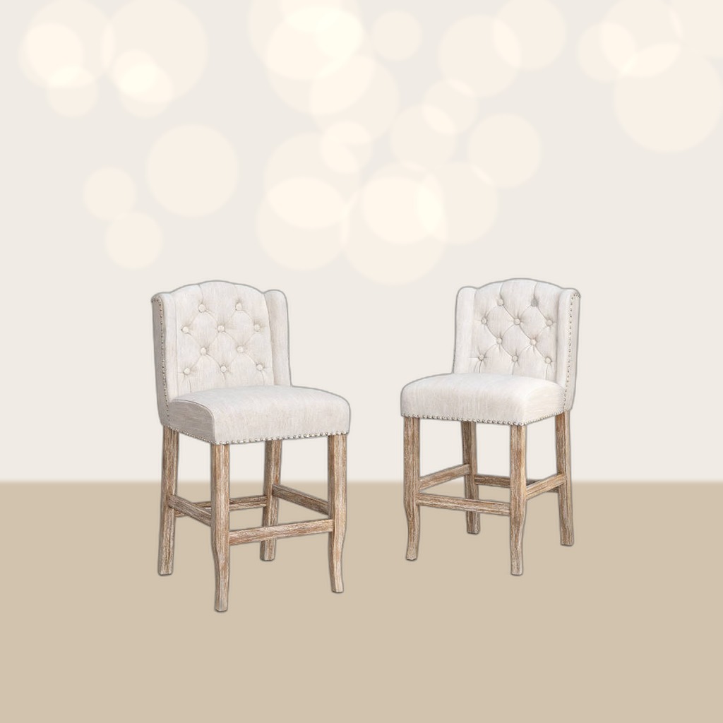 Tufted Wingback Counter Stools (Set of 2)