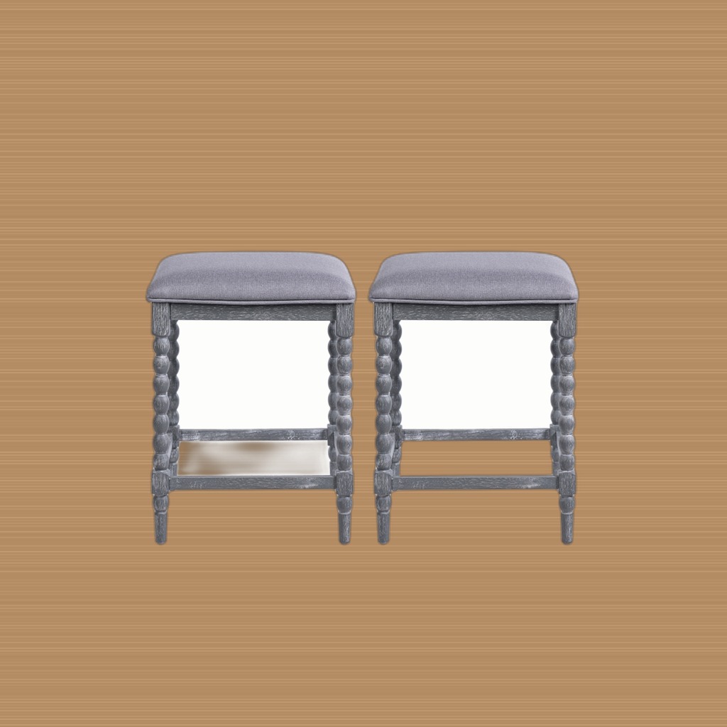 26Counter Stools,Set Of 2 With Upholstered Seat, Solid