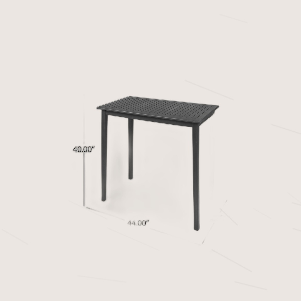 Outdoor Minimalist Acacia Wood Rectangle Bar Table - Dark Gray
