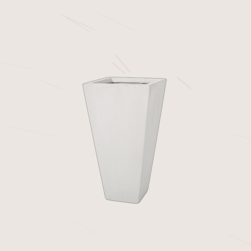 13 Outdoor Modern MGO Small Cast Stone Planter, White