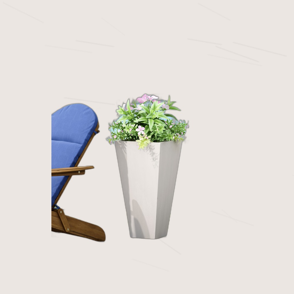 13 Outdoor Modern MGO Small Cast Stone Planter, White