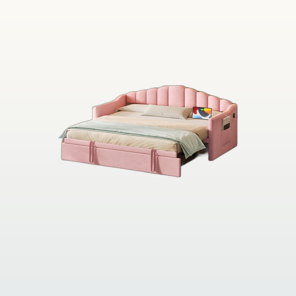 Upholstered Twin Size Daybed With Adjustable Height Pop Up