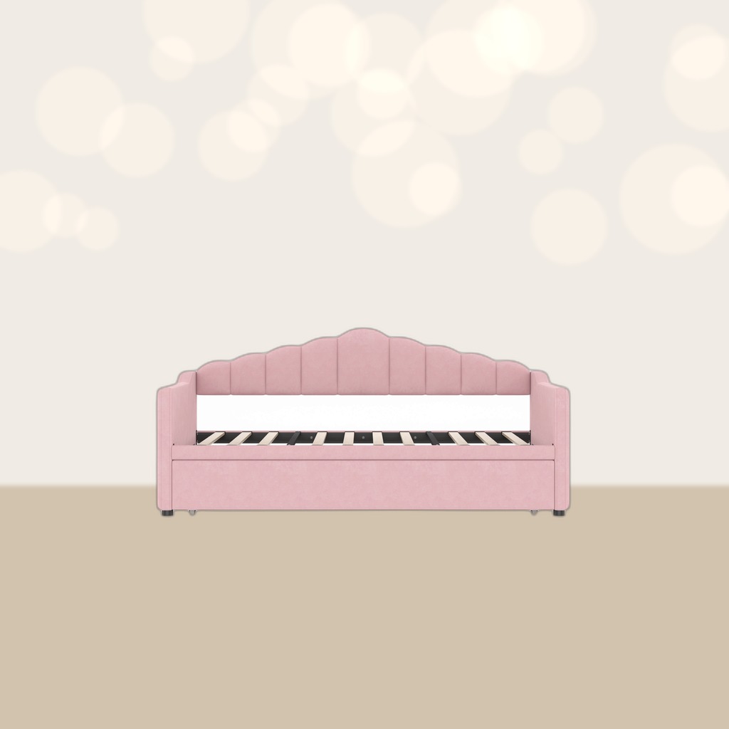 Upholstered Twin Size Daybed With Adjustable Height Pop Up