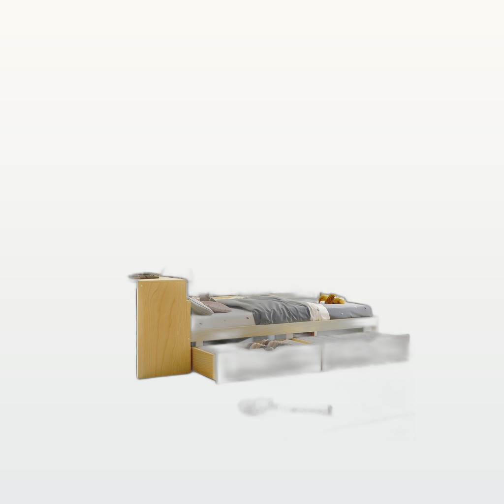 Wooden L-Shape Daybed With Seven Storage Cabinets And Two