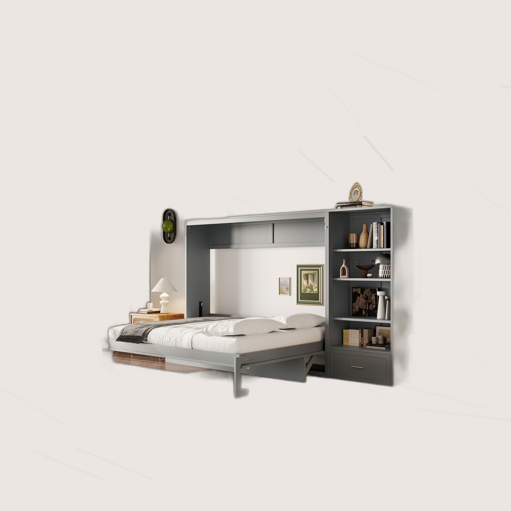 Queen Size Murphy Bed With Height Adjustable Storage