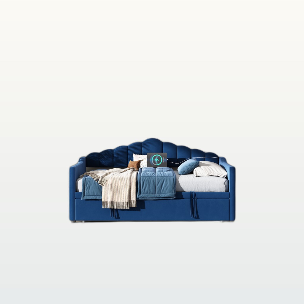 Upholstered Twin Size Daybed With Adjustable Height Pop Up