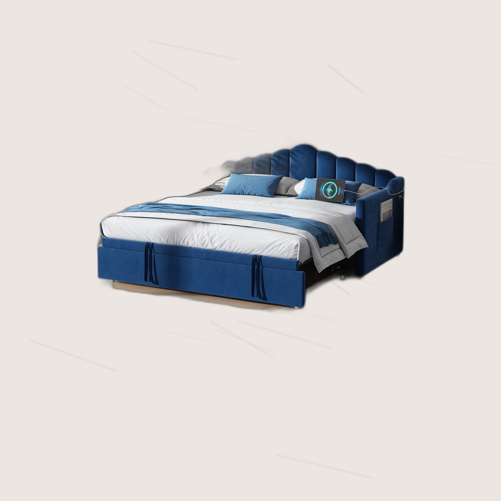Upholstered Twin Size Daybed With Adjustable Height Pop Up