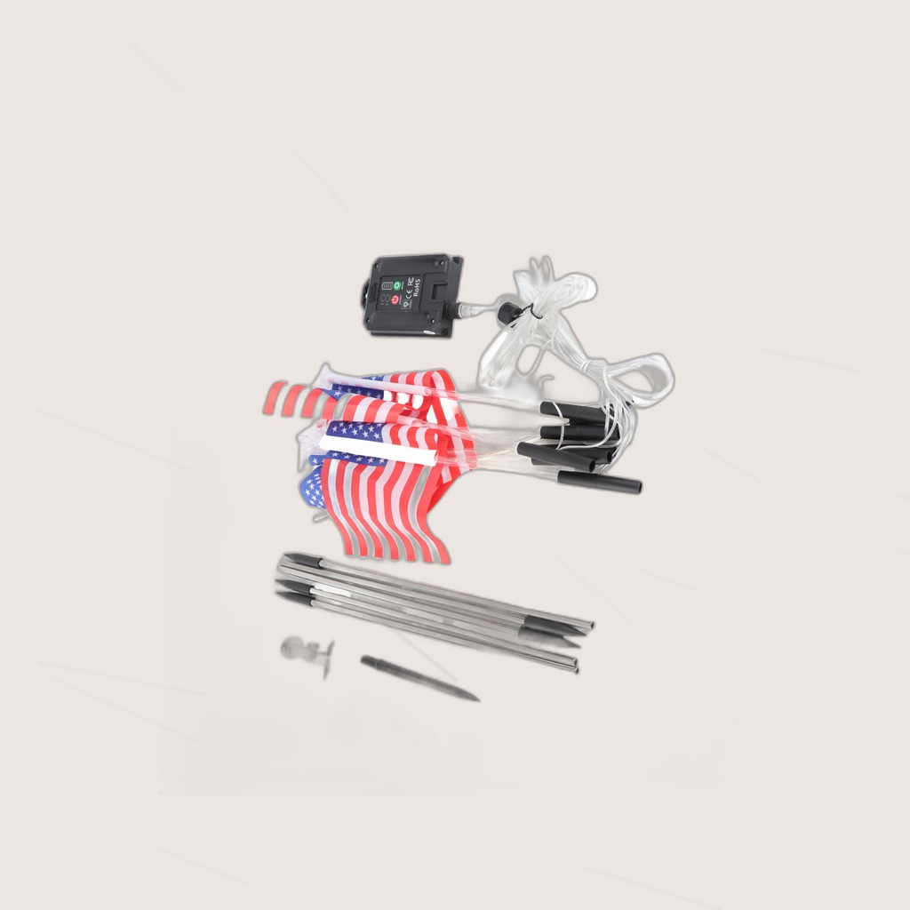 Solar US Flag Lights Red White Blue 8 Modes Independence Day