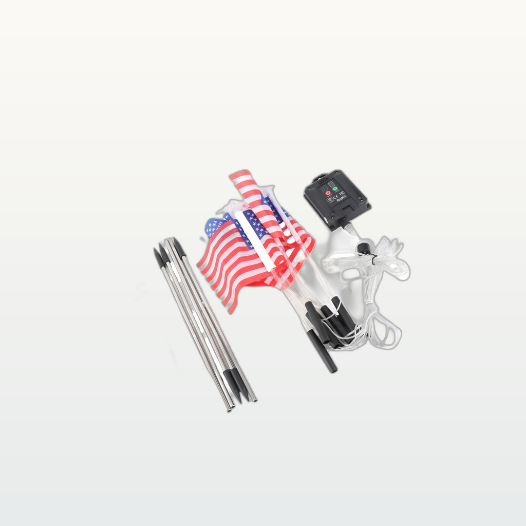Solar US Flag Lights Red White Blue 8 Modes Independence Day