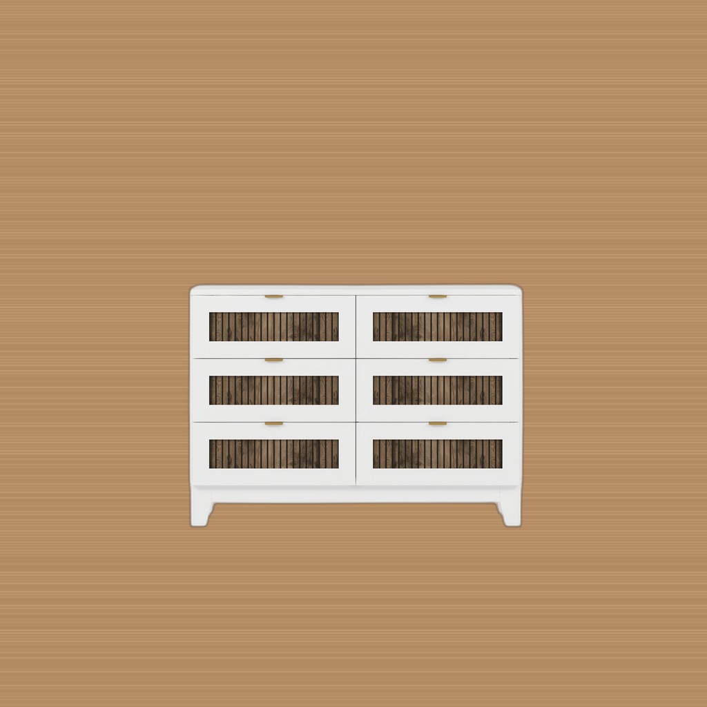 Rustic Farmhouse Style Wooden Dresser With 6 Drawers