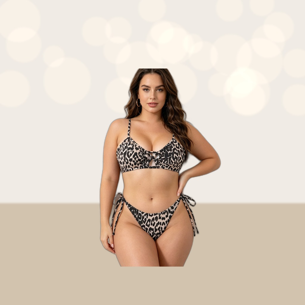 Leopard Print Bralette Bikini Set