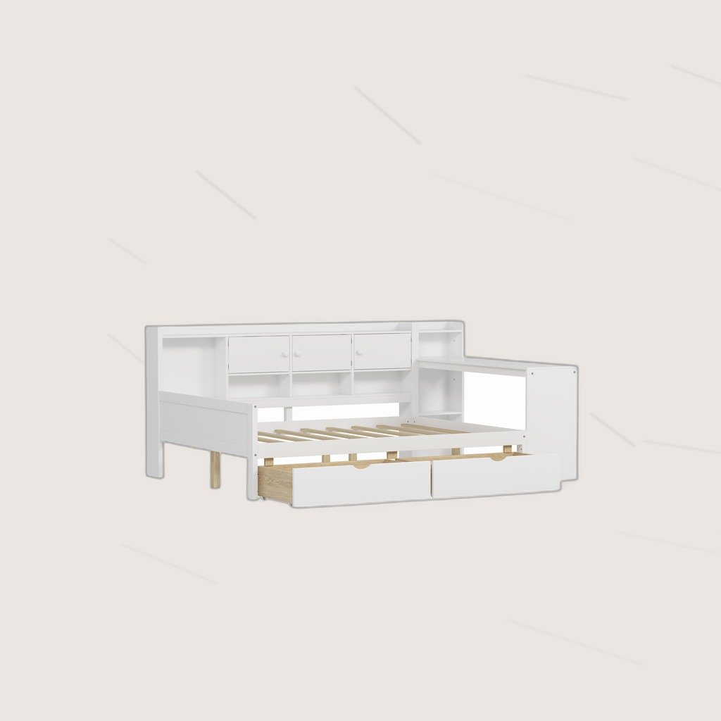 L-Shape Daybed With Desk & Storage